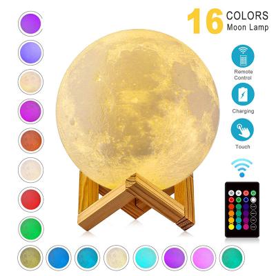 China Touch to Change 3D Printing Moon Light 3D Printing Night Light LED Night Light Touch Rechargeable Moon Lamp Kids Lights Night Lamp for Home for sale