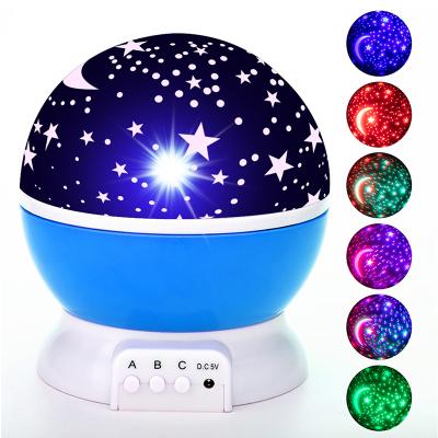 China Mid Century Star Projector Lamp Kids Bedroom LED Night Light Baby Lamp Decor Rotating Starry Nursery Moon Galaxy Projector Table Lamp for sale