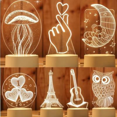 China 2021 Mid Century Sale 3d Illusion Night Light Friendship Lamp I Love You And Wedding Gift Hot for sale