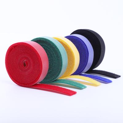 China Reusable 10mm Sheer Nylon Self Adhesive Reusable Color Tray Strap With Hook And Loop Back Tie for sale