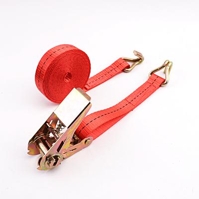 China Hot Sale 1Inch Transportation.moving.shipping.storage Ratchet Tie Down Strap Tie Down Belt With Double J-Hooks for sale