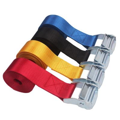 China Polyester Cam Buckle Cargo Lashing Down Belt Ratchet Strap Weight Duty Ratchet Link Strap for sale