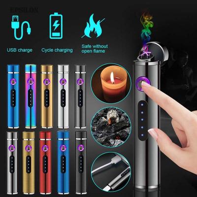 China Double Plasma Arc Lighter USB Electric Lighter Cylinder Windproof Smoking Accessories Epsilon Rechargeable Eco-friendly Cigarette Lighter New for sale