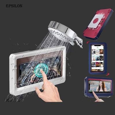 China Epsilon Rotatable Waterproof Cell Bathroom Wall Mount Shower Phone Holder Anti Slip Shower Phone Case Holder For Poco F-3 E0007 for sale