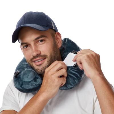 China Anti-bacteria U neck travel pillow massager custom rest massager auto heating inflatable neck pillow for sale