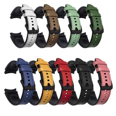 China Quick Release Watch Strap 20MM Fashion Silicone Genuine Leather Band For Samsung Galaxy Watch 4 Classic for sale