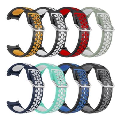 China Replacement Sports Strap Rubber Double Colors Smartwatch Strap For Samsung Galaxy Watch 4 Classic Watch Band for sale