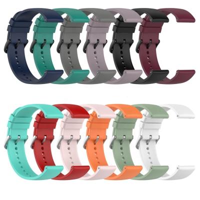 China Rubber For Samsung Galaxy Watch 4 Universal 20mm Solid Color Round Tail Colorful Silicone Rubber Strap Strap for sale