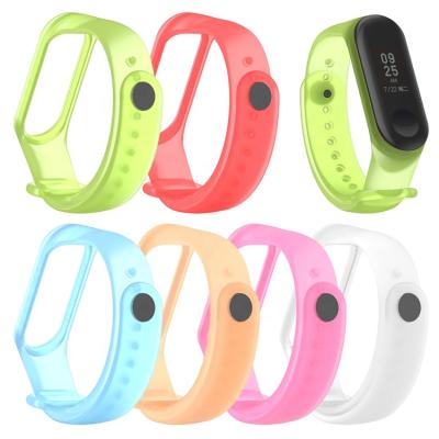 China Colorful Transparent Clear TPU Water Resistant For Xiaomi Band 3 Wrist 4 Replacement For Xiaomi Band 5 6 Smartwatch Strap for sale