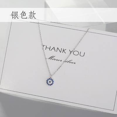 China Wholesale August Jewelry Hot Sale Elk Turkey Devil Eyes High Shiny Polished Blue Eyes Small Round Mini Necklace Gift Necklace S925 Silver for sale