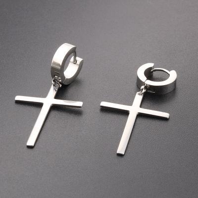 China High Shiny Polished Stainless Steel Hip Hop Fashion Earrings Jewelry Round Titanium Steel Round Cross Pendant Jewelry August News Big for sale