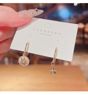 China Wholesale Shiny Polished S925 Needle Design August Jewelry Silver Asymmetrical Six-pointed Star Earrings Female High End Earrings for sale