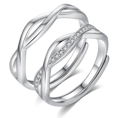 China High Quality August Jewelry S925 Silver Ring Unlimited Love Interwoven Adjustable Ring Silver Three Couples of Lives III for sale