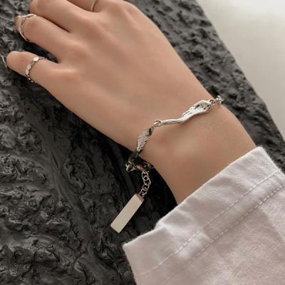 China Fashion Jewelry Alloy August Selling Shiny Polished Simple Chain Simple Chain Ripple High Water Jewelry Geometric Bangle for sale