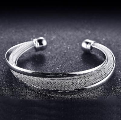 China August Jewelry Double Wire Mesh Bracelet Silver Plated Fashion Shiny Polished Hot Selling Wholesale Top Bracelet for sale