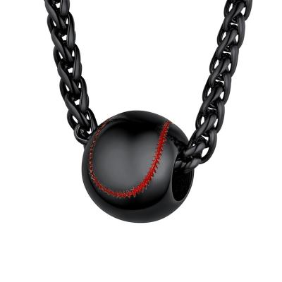 China Casual/Sporty Wholesale Baseball Pendant Necklaces for Mens Boys Stainless Steel Softball Black Sports Jewelry Chains Birthday Gift for Son for sale