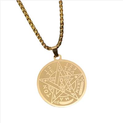 China Casual/Sporty Fashion Sport Customized Coin Necklace Stainless Steel Pendant Five-Pointed Star Carving Style Party Holiday Gift Jewelry for sale