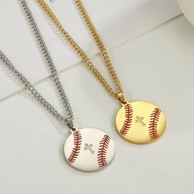 China Fashion Sporty Style Stainless Steel Corroded Baseball Cross Pendant Necklace Pendant Plated 18 k Gold Steel Greased Senior Necklace for sale