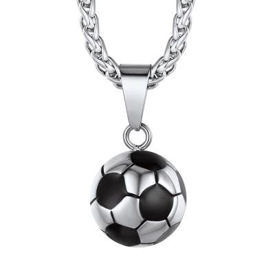 China Casual/Sporty Wholesale Football Necklace for Boy Soccer Ball Pendant Necklace Sport Fan Player Men Jewelry Stainless Steel Collection Gift for sale