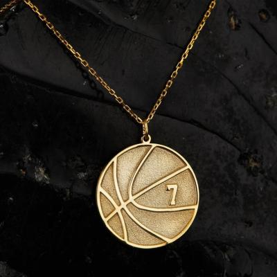 China CLASSIC Fashion Custom Sports Basketball Pendant Number Necklace Stainless Steel Sports Necklace Custom Men Gifts for sale