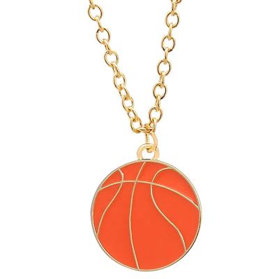 China CLASSIC Basketball Football Rugby Ball Sports Pendant Creative Necklace Stainless Steel Drop Oil Basketball Sports Ball Series Pendant for sale