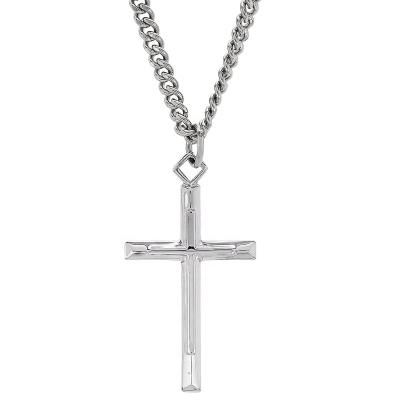 China CLASSIC Cold Neutral Simple Wind Column Titanium Steel Cross Necklace Trendsetter Wear Stainless Steel Necklace Pendant Accessories for sale