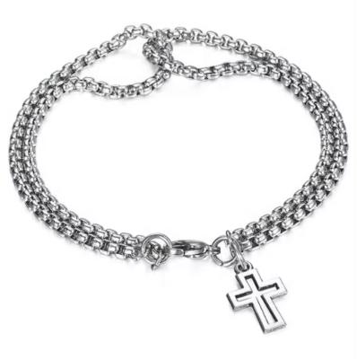 China TRENDY Simple Punk Stainless Steel Cross Bracelet Gold Silver Black Different Occasions Send Family Friends Classmates for sale