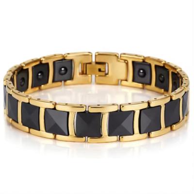 China CLASSIC All-Match Stainless Steel Men's Stone Magnetic Bracelet Sports Ceramic Shell Send Family And Friends for sale