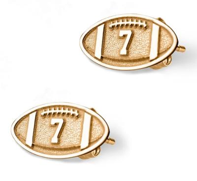 China Fashion Sports Stainless Steel American Football Stud Earrings Custom Lucky Number Plated 18k Gold Rose Gold Sports Earrings For Women for sale