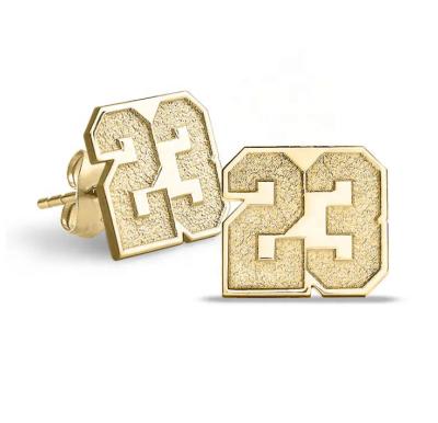 China Fashion Creative Sports Athlete Lucky Number Stainless Steel Stud Earrings Custom 0-99 Personality Digital Cut Corrosion Plating for sale