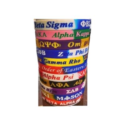 China Zeta Store Beta Phi Zeta Store Silicon Rainbow Rubber Wristband Custom Silicone Rubber Wristband Greek Wristband With Logo for sale