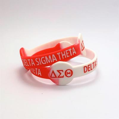 China Red Custom Silicone Bracelets Greek Letters Promotion Shape Silicone Wristband Bracelets For Greek Peoples for sale