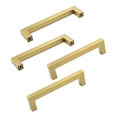 China Modern Stainless Steel T Handle Bar Bedroom Kitchen Hardware Gold Wardrobe Door Hollow Cabinet Furniture Handle for sale