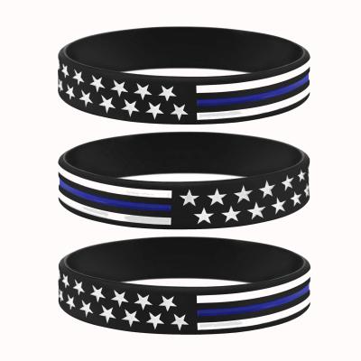 China Glow in Dark Ready to Ship Thin Blue Line Bracelet Lives Material Bracelet Blue Back Black Blue Bracelet Lives Matter Bracelet for Sale for sale