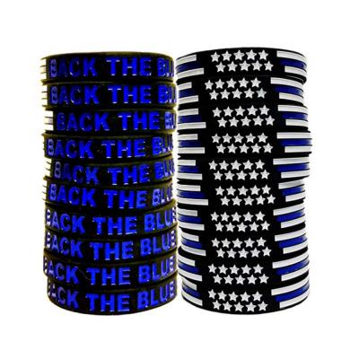 China Dark Blue Line Lives Matter Bracelet Thin Back Glow Blue Bracelet Lives Matter Black Bracelet Ready To Ship On Sale for sale