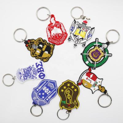 China Promotion The Most Complete Rubber Sorority Fraternity Plastic Greek Gifts Zeta Phi Beta Key Chain Letters PVC Key Chain for sale