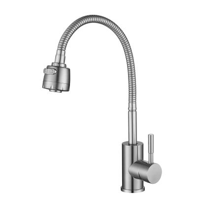 China Traditional STAINLESS STEEL Deck Mounted Single Hole Water Faucet Shower Head Flexible Hose Polished Kitchen Long Hole Pull Out Faucet Faucet for sale