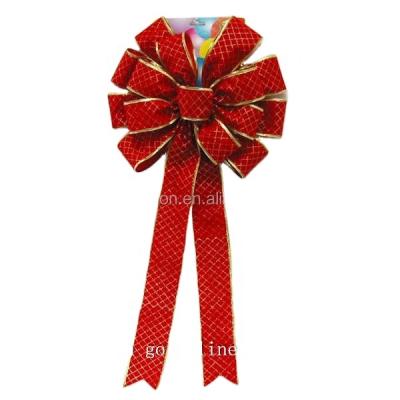 China Recyled Christmas tree decoration with red velvet ribbon bow, satin butterfly tie for sale