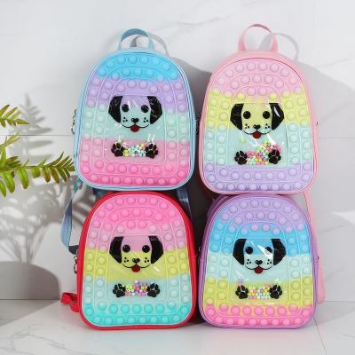 China 2022 New Waterproof Silicone Children's Backpack Little Girl Decompression Toy Schoolbag Polka Dot Bubble Kindergarten Princess Schoolbag for sale