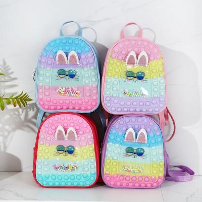 China Pioneer Waterproof Children's Rodent Backpack Bubble Music Decompression Silicone Bag Little Girl Schoolbag for sale