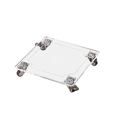 China 250*250 Light Acrylic Plant Stand With Wheels Square Tray On Wheels Outdoor Flower Pot Holder On Rollers Indoor Rolling Dolly Holder for sale