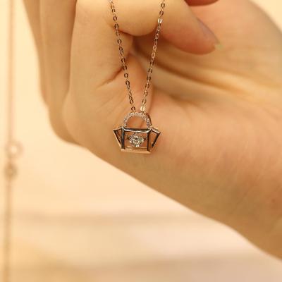 China Real 0.05 CT CLASSIC Lab Developed HPHT Initial Bag Pendant Diamond Necklaces For Women for sale