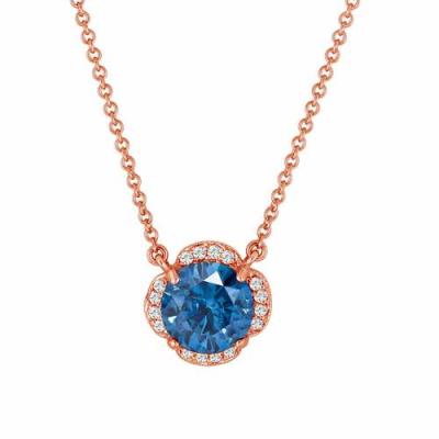 China CLASSIC HPHT 2.5 Carat Lab Created Fancy Intense Blue Diamond Pendant Necklace for sale