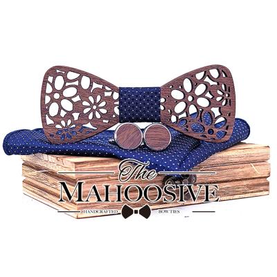 China Wooden Bowtie Set MULTILAYER Wooden Bowtie Necktie Cravate Homme Noeud Papillon Corbatas Hombre Pajarita Handkerchief For Men Chirstmas for sale