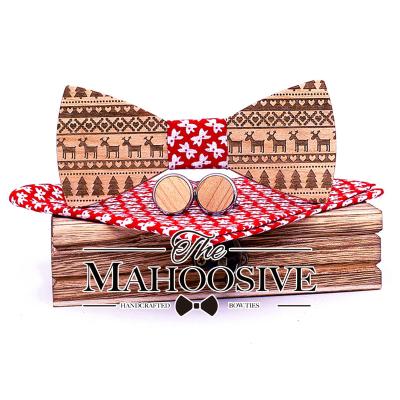 China Novelty New Christmas Men's MULTILAYER Bow Ties Pre-Tied Bowtie Red Christmas Elk Deer Bow Tie For Man Festival Party Accessories for sale