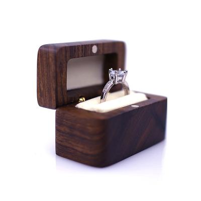 China Portable RECTANG Wooden Jewelry Case Wedding Ring Necklace Bracelet Organizer Women Men Display Box Gift For Couples for sale