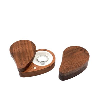 China Small Small Portable Luxury Wooden Jewelry Ring Necklace Storage Case Wooden Casket For Girl Friend Jewelry Box Organizer for sale