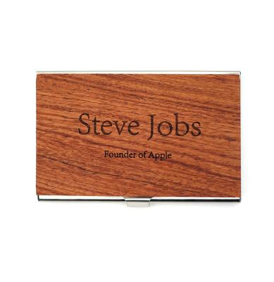 China Customize Rosewood Business Wooden Creative Card Case Metal Box Credit ID Wallet Card Holder Promotion Gift Aluminum Logo Engraving for sale