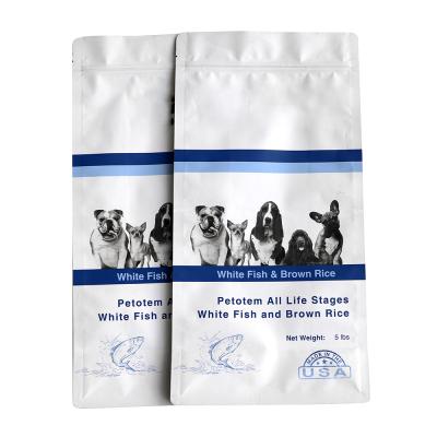 China Large Moisture Proof Flat Bottom Laminated Custom Plastic Bags Pet Food Bag for sale