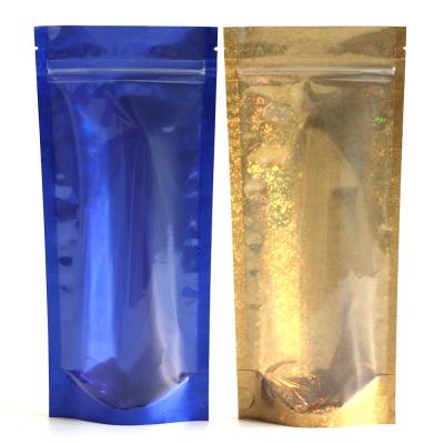 China One Side Moisture Proof Holographic Bags Clear Plastic Transparent Stand Up Pouch Bags for sale